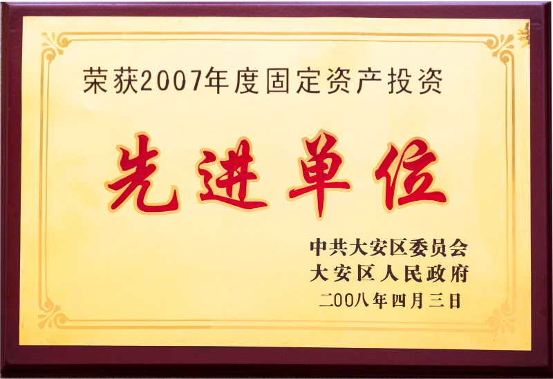 2007年度固定資產(chǎn)投資先進(jìn)單位