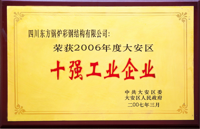 2006年度大安區(qū)十強(qiáng)工業(yè)企業(yè)